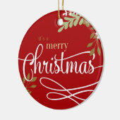 Het is een prettige kerstfoto / jaar keramisch ornament (Links)