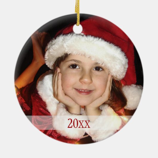 Het is een prettige kerstfoto / jaar keramisch ornament (Achterkant)