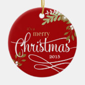 Het is een prettige kerstfoto/naam keramisch ornament (Voorkant)