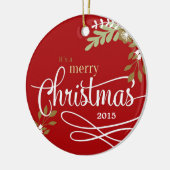 Het is een prettige kerstfoto/naam keramisch ornament (Links)