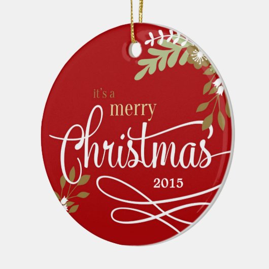 Het is een prettige kerstfoto/naam keramisch ornament (Links)