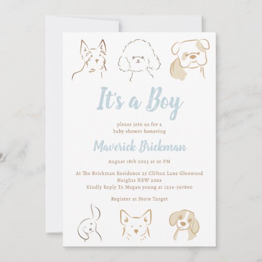 Het is een puppy Baby shower van een jongen Cutie Kaart (Voorkant)