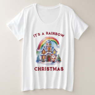 Het is een Rainbow Christmas Plus Size T-shirt voo