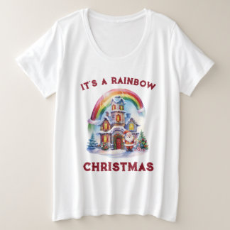 Het is een Rainbow Christmas Plus Size T-shirt voo