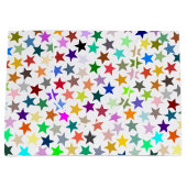 Het is een regenboogfeest, multi-gekleurd sterrenp groot cadeauzakje (Voorkant)