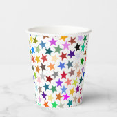 Het is een regenboogfeest, multi-gekleurd sterrenp papieren bekers (Achterkant)