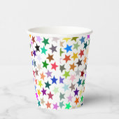 Het is een regenboogfeest, multi-gekleurd sterrenp papieren bekers (Rechts)