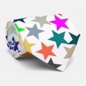 Het is een regenboogfeest, multi-gekleurd sterrenp stropdas (Opgerold)
