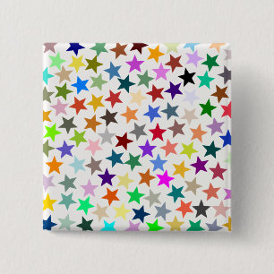 Het is een regenboogfeest, multi-gekleurd sterrenp vierkante button 5,1 cm