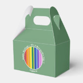 Het is een regenboogfeest, multi-gekleurd streeppa bedankdoosjes (Achterkant)