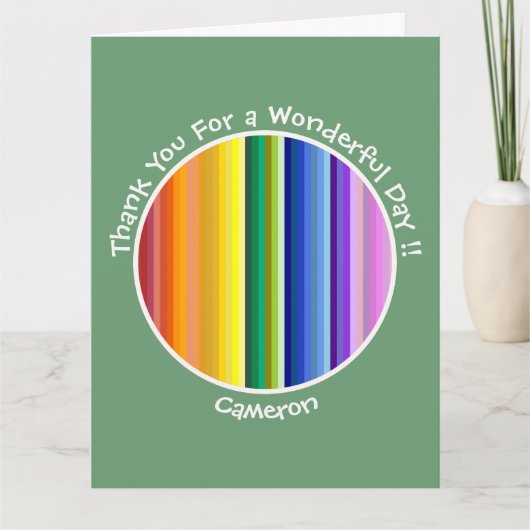 Het is een regenboogfeest, multi-gekleurd streeppa bedankkaart (Voorkant)