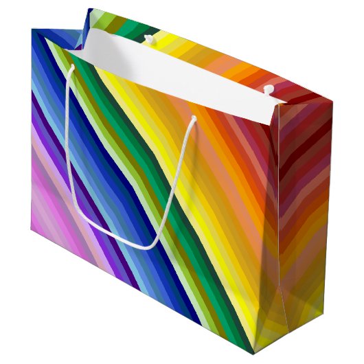 Het is een regenboogfeest, multi-gekleurd streeppa groot cadeauzakje (Voorkant Gekanteld)