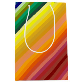 Het is een regenboogfeest, multi-gekleurd streeppa medium cadeauzakje