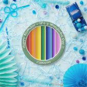 Het is een regenboogfeest, multi-gekleurd streeppa papieren bordje (Feest)