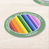 Het is een regenboogfeest, multi-gekleurd streeppa ronde kartonnen onderzetter (Gebogen)