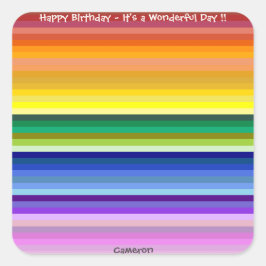 Het is een regenboogfeest, multi-gekleurd streeppa vierkante sticker