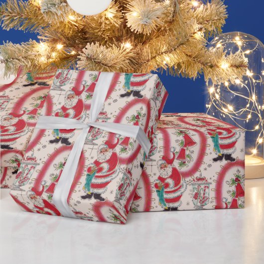 Het is een Retro Kerstmis. Cadeaupapier (Feestdagen)