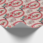 Het is een Retro Kerstmis.  Cadeaupapier (Hoek)