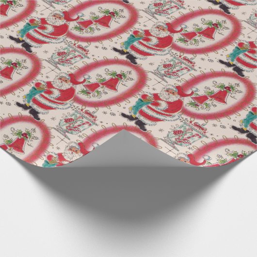 Het is een Retro Kerstmis.  Cadeaupapier (Hoek)