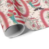 Het is een Retro Kerstmis. Cadeaupapier (Rol Hoek)