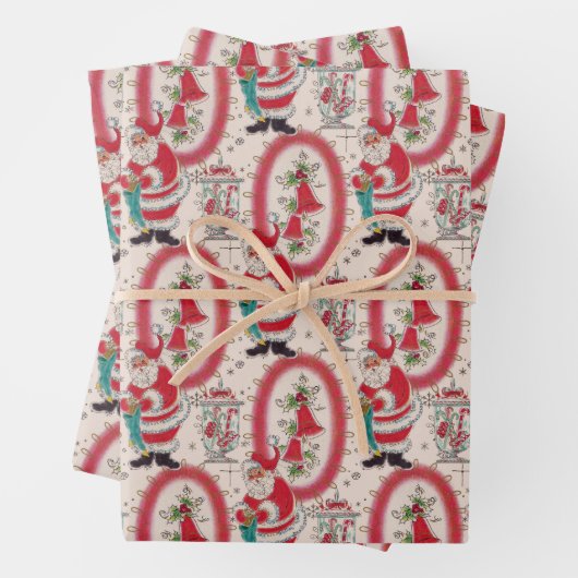 Het is een Retro Kerstmis. Inpakpapier Vel (In situ)