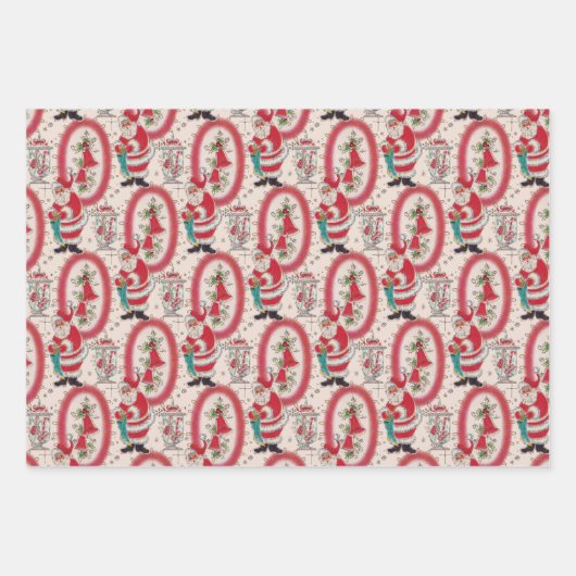 Het is een Retro Kerstmis. Inpakpapier Vel (Voorkant)