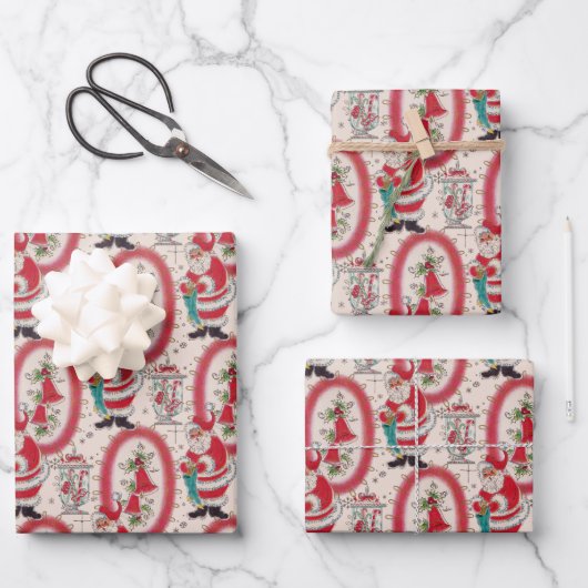 Het is een Retro Kerstmis. Inpakpapier Vel (Voorkant)