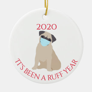Het is een roofjaar geweest, Dogs Pug 2020 Keramisch Ornament