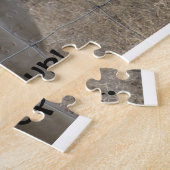 Het is een Roundup. Zwarte en witte koe Herd Legpuzzel (Zijkant)