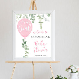 Het is een roze ballon baby shower welkomstteken v poster