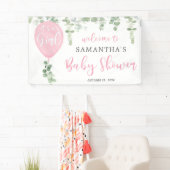 Het is een roze ballon eucalyptusbaby shower voor spandoek (Insitu)