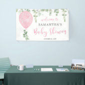 Het is een roze ballon eucalyptusbaby shower voor spandoek (Beurs)