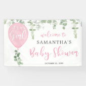 Het is een roze ballon eucalyptusbaby shower voor spandoek (Horizontaal)