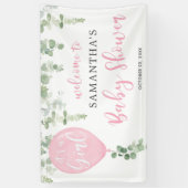 Het is een roze ballon eucalyptusbaby shower voor spandoek (Verticaal)