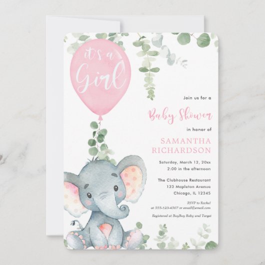 Het is een roze ballon, schattig baby shower van o kaart (Voorkant)