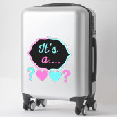 Het is een... roze & blauw geslacht onthullen Baby Sticker (Koffer)