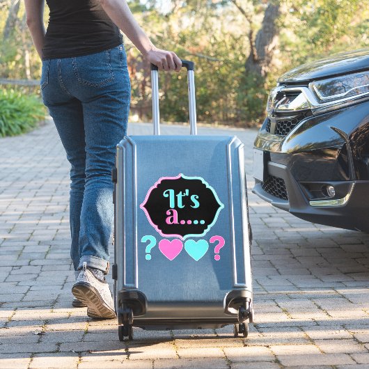 Het is een... roze en blauw Baby shower onthullen Sticker (Koffer Insitu)