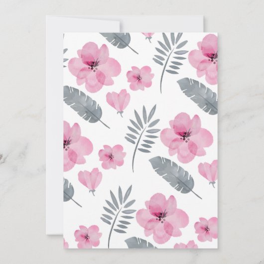 Het is een roze grijs bloemenmeisje Baby shower Kaart (Achterkant)