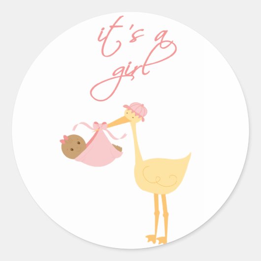 Het is een roze meisje met baby stickers. ronde sticker (Voorkant)