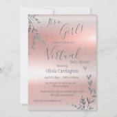 Het is een Roze Metallic Virtuele Baby shower van  Kaart (Voorkant)