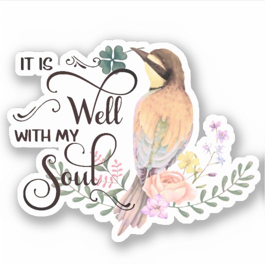 Het is een roze vogel sticker (Voorkant)