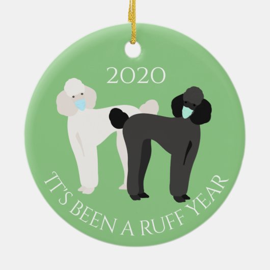 Het is een Ruff Year 2020 Poodle Keramisch Ornament (Achterkant)