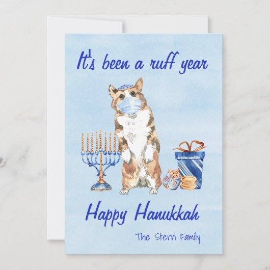 Het is een Ruff Year Hanukkah Quarantine 2020. Feestdagenkaart (Voorkant)