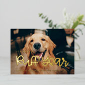 Het is een ruig jaar geweest Hond foto Folie Feestdagenkaart (Staand Voorkant)