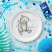 Het is een  Rustic Blue Teddy Bear. Papieren Bordje (Feest)