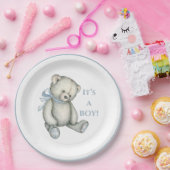 Het is een  Rustic Blue Teddy Bear. Papieren Bordje (Feest)