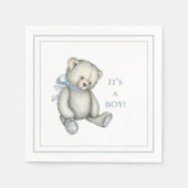 Het is een  Rustic Blue Teddy Bear. Servet (Voorkant)