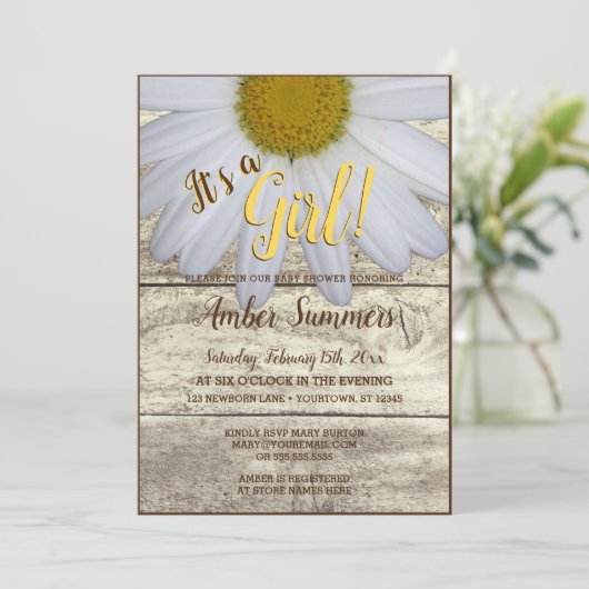 Het is een Rustic Floral Daisy Garden Baby shower  Kaart (Staand voorkant)