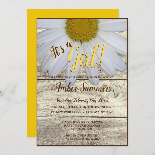 Het is een Rustic Floral Daisy Garden Baby shower Kaart (Voorkant / Achterkant)