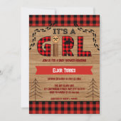 Het is een Rustic Wood Plaid Baby shower voor meis Kaart (Voorkant)